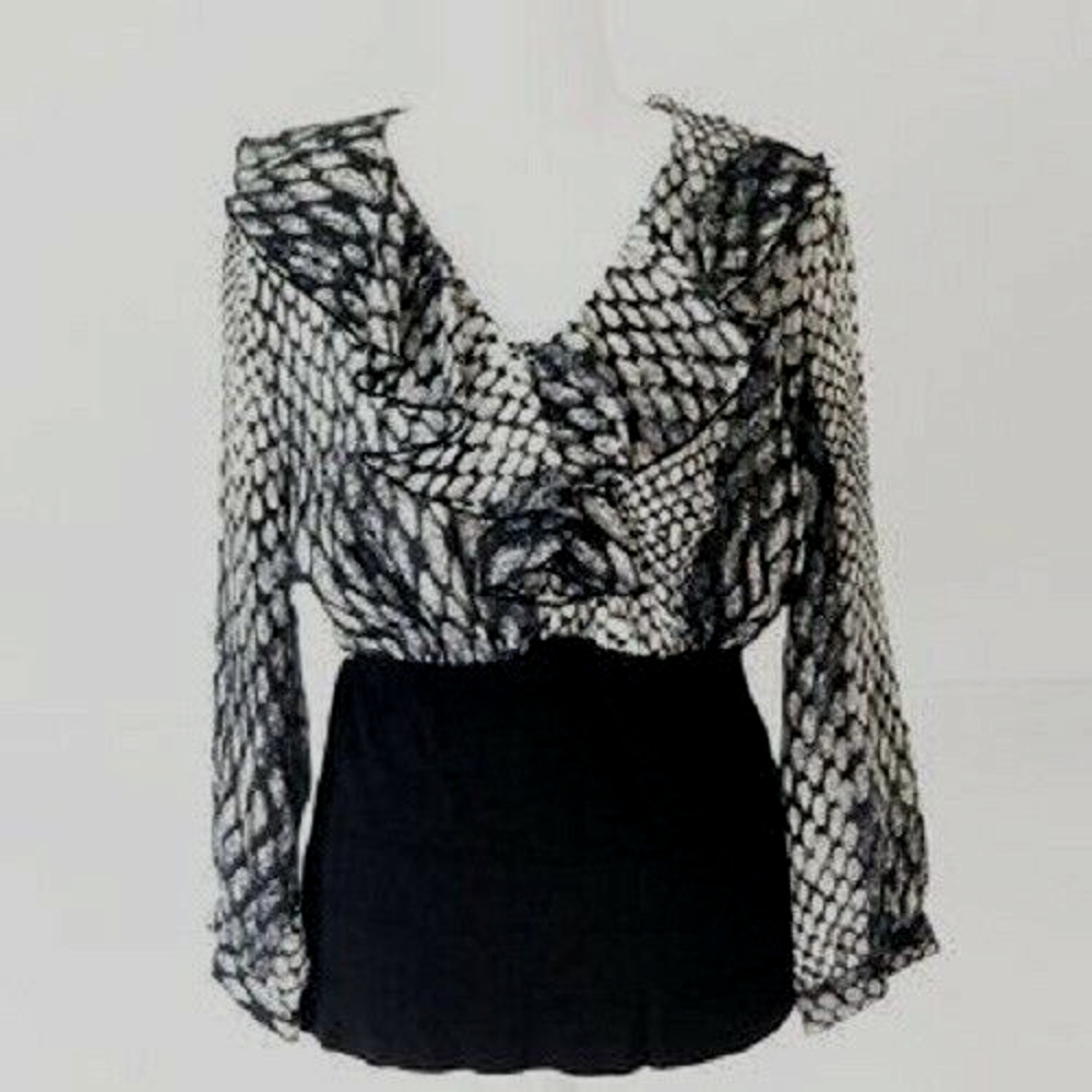 Signature by Larry Levine Blouse - Ruffled at the neck - Size L